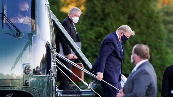 Заболевший COVID-19 Трамп прибыл в военный госпиталь